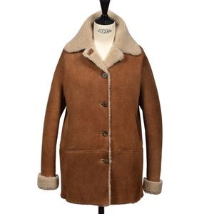 NWT Owen Barry Women's Sheepskin Classic Jacket Jungle Tan - Rowan Medium